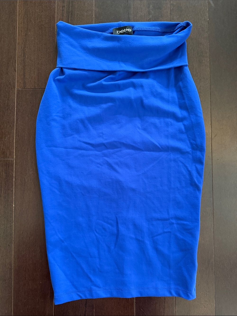bebe Cobalt Blue Fold-Over Waist Pencil Skirt